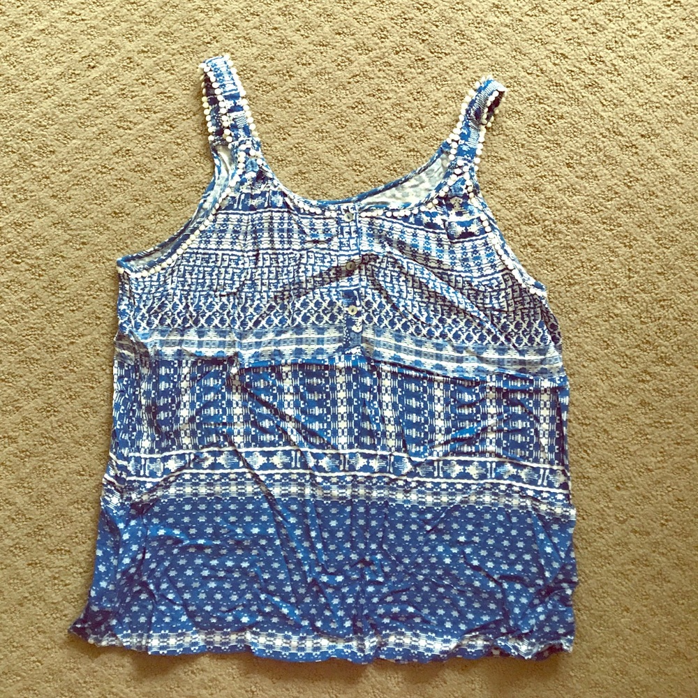 XS blue and white tank top